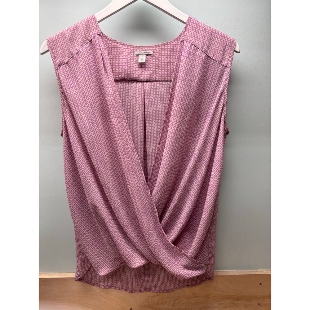 Halogen Tank Blouse in small Pink block print, Sz medium